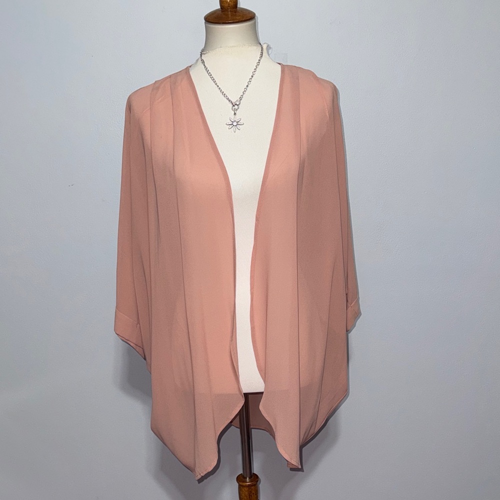 Dusty Rose  Sheer Open-Front kimono